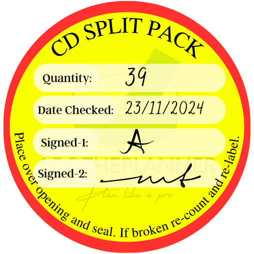 Controlled Drug Open Pack Label x 96